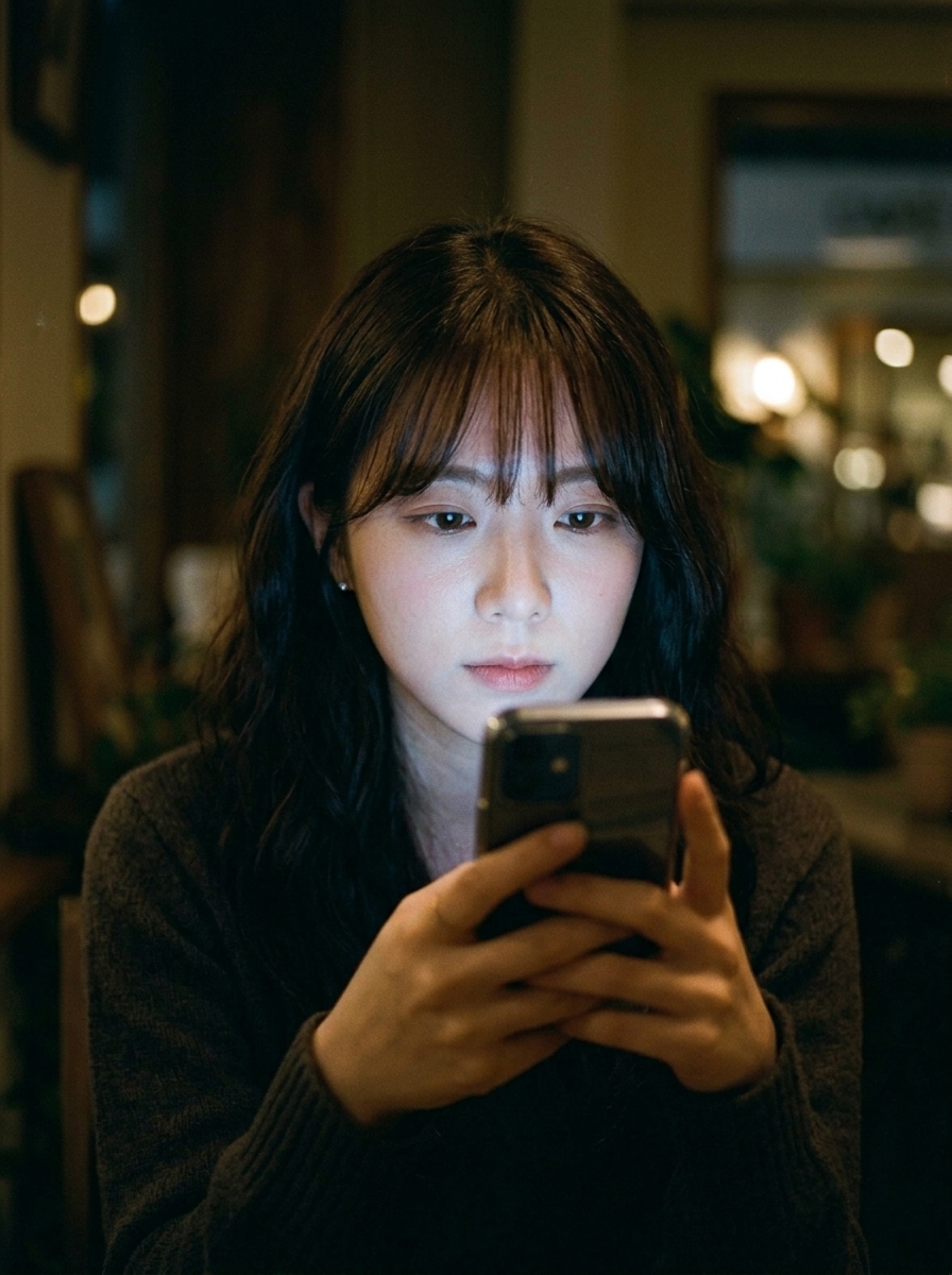 Yuna checking phone